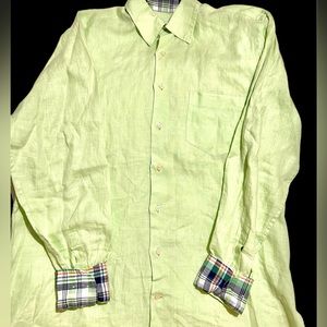 Mens Light Green Linen Dress Shirt by Archipelago